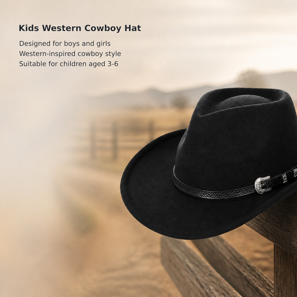 Kids’ Felt Western Cowboy Hat for Ages 3–6